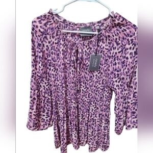 Ninety Clothing Co. Ladies Pink Leopard Print Top